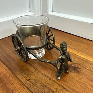 Arabic Glass Holder W Rickshaw Cart Barware Bronze