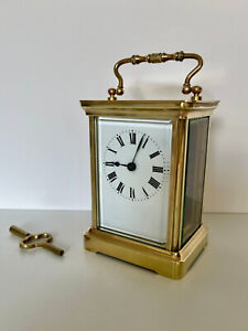Antique Brass Carriage Clock Excellent Condition C 1900 Includes Key