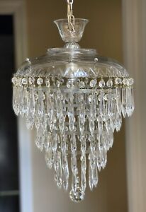 Antique Art Deco Crystal Wedding Cake Chandelier Ceiling Light