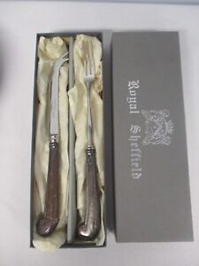Royal Sheffield England Sterling Silver Pistol Grip Handle Serving Knife Fork