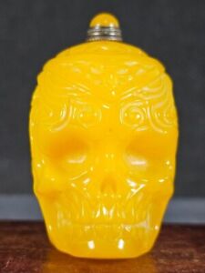 Chinese Human Skull Carved Peking Glass Snuff Bottle
