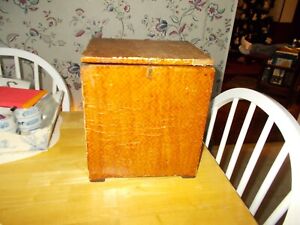 1800s Wooden Box Covered With Wallpaper With Latch Lift Top Great Storage Piece