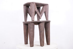 Nupe African Stool 2 Piece Lot 13 25 15 25 Wide Nigeria Tribal Art