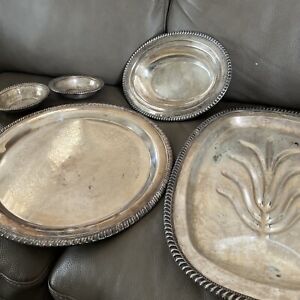 Silver Tray 12 Signed Leonard Silver Plate Gorgeous Tray And Bowls Lot