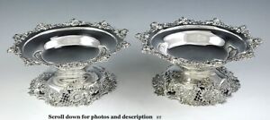Stunning Antique Pair Of Sterling Silver Rococo Compotes By Redlich Schofield