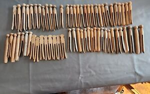 Lot Of 64 Vintage Wooden Round Headed Clothes Pins