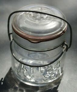 Atlas Ez Seal Squat Pint Jar Glass Lid Bale Handle Clear J On Bottom 2