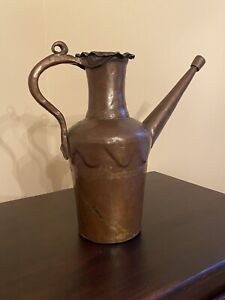 Antique Copper Water Ewer Pitcher Dovetailed Hammered Hand Made 13 Inches Tall