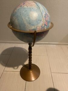 Vintage Replogle World Nation Series Globe With Wood Stand Metal Base