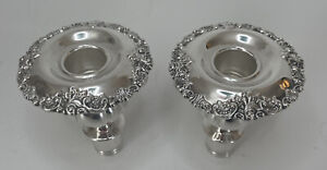 Baroque Silver Plate Candelabra Tapers Set Of 2 No Markins 3 5 Tall