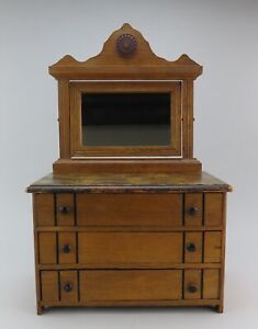 Beautiful Victorian Wooden Miniature Chest 3 Drawers Detachable Mirror 21 Inches