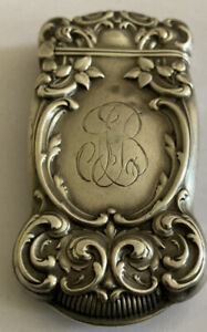 Nice Antique Gorham Sterling Silver Repousse Match Holder Vesta Case Art Nouveau