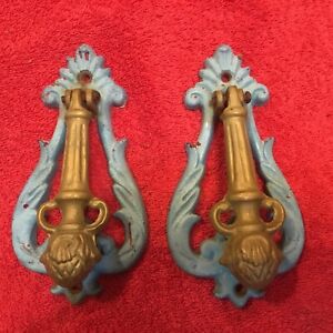 Pair Of Vintage 6 Cast Iron Thistle Door Knockers