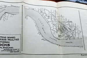 1919 U S Shipping Board Harbor Commission The Docks Of London England Map