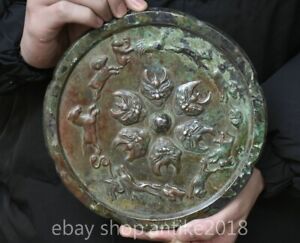 8 Rare Old Chinese Bronze Dynasty Palace Beast Head Horse Bronze Mirror