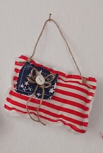 Patriotic Fabric Flag Americana Farmhouse Red White Blue Bowl Fillers Ornament