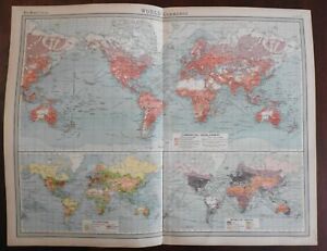 World Map Commerce Occupations Transportation Types C 1920 Large Detailed Map