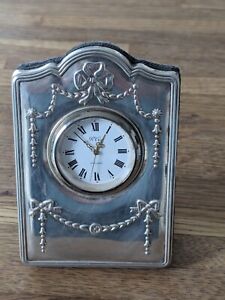 Superb Vintage Hallmarked Small Silver Easel Clock