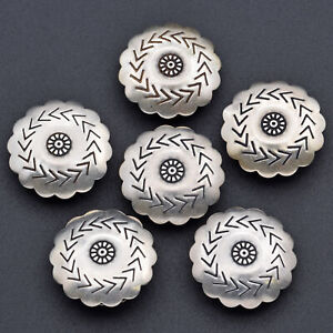 Set Of 6 Vintage Southwestern Sterling Silver Button Covers 21 Mm