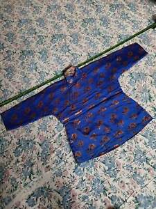 Chinese Antique High End Silk Printed Blue Women S Robe Ancient Clothing 