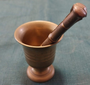 Vintage Small Brass Goblet 2 Mortar And 3 1 4 Pestle