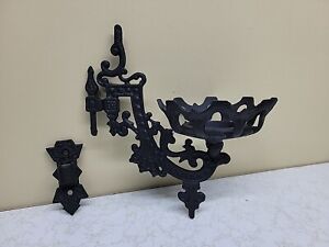 Vintage Cast Iron Wall Mounted Sconce Oil Lamp Holder Swing Arm Victorian