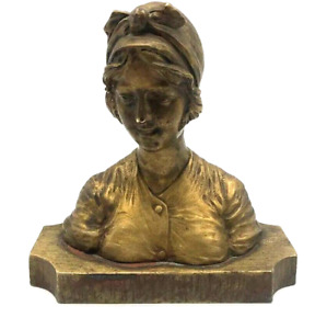 Beautiful Antique Used Old Paperweight Girl Viennese Bronze 14 6 5 Cm Gift