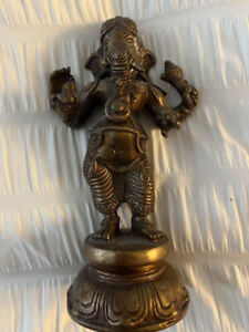 Antique Indien Ritual Bronze God Ganesha Elephant 7 Inches Ca 1900