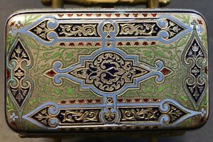 Antique Imperial Russian Enamel Silver Cigarette Case Ovchinnikov 