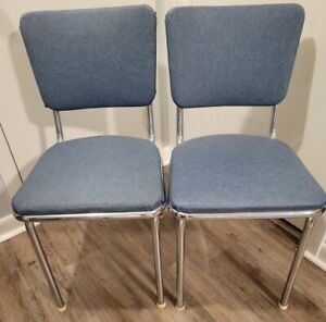 Pair Of Chrome Vinyl Kitchen Dinette Chairs Howell Vintage Mid Century