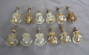 Set 12 Antique Glass Crystal Dresser Cabinet Pull Knobs G6 