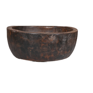 Indian Vintage Hand Carved Primitive Decorative Vessel Wooden Serving Bowl