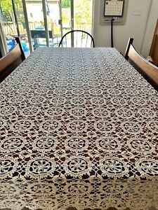 64 X97 Beautiful Vintage Hand Crocheted Bed Spread Coverlet Table Cloth