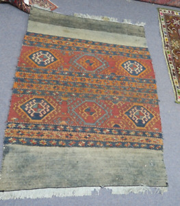 Antique 3 X 6 Handmade Sumak Kazak Shahsavan Kurdish Jajim Rug Kilim Woven